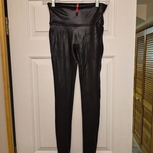 Spanx Faux Leather Leggings Black High Waisted Slimming Small S/P 20274R